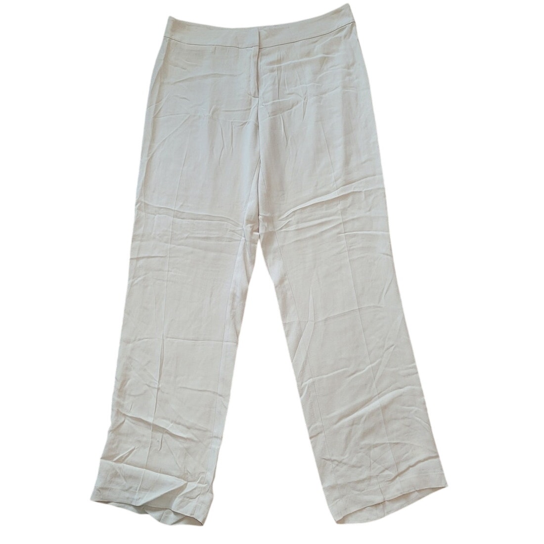 Eileen Fisher Silk Wide Leg Pants Beige S Quiet Luxe Minimalist Capsule Designer
